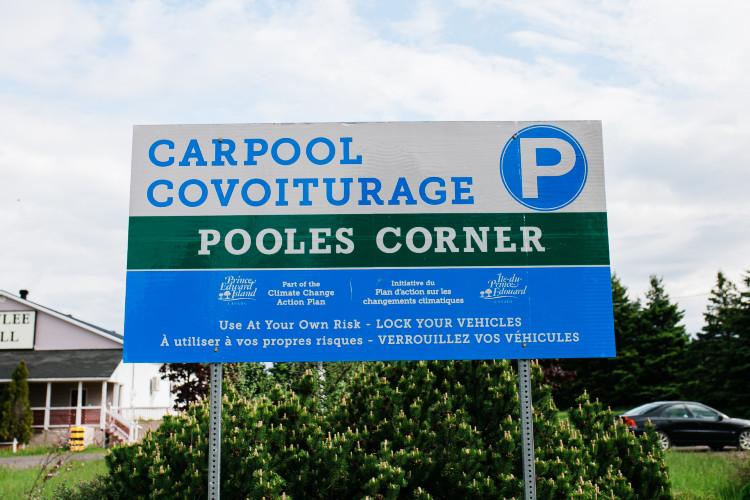 Pools Corner Carpool sign